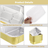 40PCS Aluminum Foil Pans with Lids, 33oz Rectangular Disposable Foil Food Containers with Plastic V1369-AZ3-W-08766