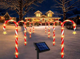 Solar Candy Cane Pathway Lights with Star Accents, 5-Pack Red & White Striped LED Stake Lights, Warm V1341-ZY-RF89AXZH-3PCS