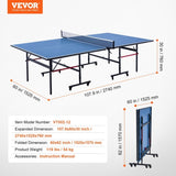 Ping Pong Table Foldable Table Tennis Game Table Indoor with Clamp Net V952-DZDTZDPPQZ12A94CKV0