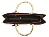 Black Tote Bag Patent Croc Embossed Gold Handles Stylish Accessory High Quality -ight Gray - Size V1347-127-48451-LTG-L