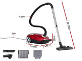 DEVANTI Bagged Vacuum Cleaner Powerful Suction for Carpet Wood Tile Floor VAC-KB-2108-RD