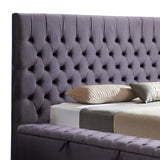 King Size Bedframe Velvet Upholstery Dark Grey Colour Tufted Headboard Deep Quilting V43-BED-ANA-KGR