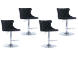 4x Height Adjustable Swivel Bar Stool Velvet Studs Barstool with Footrest and Chromed Base- Black V226-SW1712BK-2