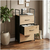 CARLA HOME 3 Drawer Tallboy Storage Cabinet - Brown - Rustic - Steel - Chest Drawers Tallboy V178-36451