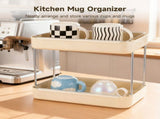 2-Tier Countertop Organizer, 13" x 9.1" Beige Shelf with Removable Drain Tray, Space Saving Storage V1192-AZ-W-18293