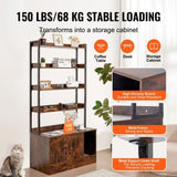 VEVOR Cat Litter Box Enclosure Wooden Litter Box Furniture Hidden with 4 Shelves V952-DHWCBBSNJSMSEYD6AV0