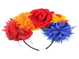 Multi Color Flower Hairband for Party Featuring Fabric Floral Design and Sturdy Metal V1369-AZ3-W-15673