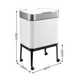 Cefito 40L Press Top Trash Can Kitchen Rubbish Bin Moblie Stainless Steel White RB-B-40L-S18-LEG-WH
