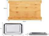 CARLA HOME Chopping Board with with 2 Organiser Stainless Steel Trays Containers LSB-36085