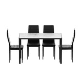 1 Artiss Dining Table and 4 Chairs Set Marble Effect DINING-B-SET-MAR120-AB