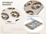 2-Pack Pans For Baking, 12 Cavity Heavy Duty Non-Stick Steel Doughnut Tray, Doughnut Bakeware V1369-AZ3-W-08541