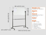 91.5x61cm Rolling Magnetic Whiteboard, Double-sided Mobile Whiteboard, Adjustable Height Dry Erase V952-BBYCDL3624ABSW8OMV0