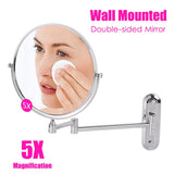 Bath Mirror 5X Magnification Wall Mounted Adjustable Makeup Mirror Arm Extend V767-8LJJ03-NLG