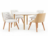 Artiss Dining Table and Chairs Set 5PCS Round 4 PU Leather Seater Dining Set White DSET-TAB01-2004PU-WHX4