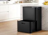 Cefito 63L Rubbish Bin 3 Compartment Carbon Steel Split Door Trash Can Black RB-63L-3C-BK