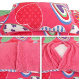 Ramesses Pink Heart Printed Sherpa Flannel Fleece Reversible Blanket Set Queen/King V442-KIT-BLANKET-SHERPAHEART-PINK-QS
