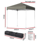 Instahut Gazebo 2x2m Outdoor Patio Garden Marquee Shade w/ Base Pods Grey GAZEBO-T-2X2-F-EC-GR-BASE