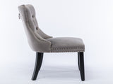 4x Velvet Dining Chairs Upholstered Tufted Kithcen Chair with Solid Wood Legs Stud Trim and V226-SW1901GY-2