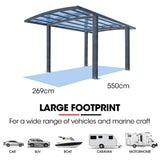 SHADE SHIELD Arched Single Carport 3.0m x 5.5m x 3.4m, Aluminium Alloy Frame, Polycarbonate Roof, V219-CPRSINPCSM4A