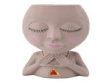 Face Planter Pot Multipurpose Resin Cute Girl Heads Succulent Flowerpot with Drainage Hole for V1294-YM0901-3111240041511