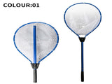 Blue High Strength Large Landing Net - Fishing Net with Long Foldable Handle and Soft Rubber V888-ELOSUNG36558