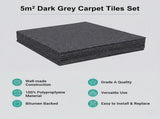 5m Dark Grey Carpet Tiles Set Commercial & Domestic Flooring for Office, Retail, Home V63-952981