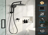 Cefito 9'' Rain Shower Head Set Handheld Round High Pressure Mixer Tap Chrome SHOWER-A1-RO-9-BK-MIXER-RO