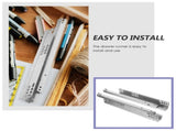 2Pcs Plated Silver Drawer Slide Rails Two Section Silent Buffer Rails Cold Rolled Steel V1192-AZ-W-25078