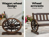 Gardeon Outdoor Garden Bench Wooden 2 Seater Wagon Chair Patio Furniture Brown ODF-WAGON-V-CC