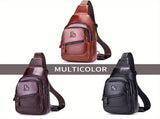 Black Brown Leather Sling Backpack Top-Grain Cowhide Travel Backpack Organized Storage V1347-127-BRO-12177