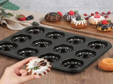 2 Pack Mini Fluted Cake Pan Set, 12 Cup Nonstick Carbon Steel Mold for Mini Cakes Muffins V1188-MS-721-034
