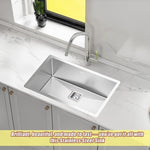 810x505mm Handmade 1.5mm Stainless Steel Undermount / Topmount Kitchen Sink with Square Waste V63-817883