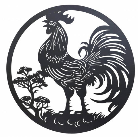 Round Rooster Metal Wall Art 98cm V637-E522915