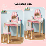 1 Set of Keezi Kids Dressing Table Wooden Bunny Pink FURNI-C-RABBIT-PK