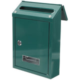 Green Locking Wall-Mounted Mailbox with Iron Post, Outdoor Home Decor and Secure Mail Storage V1369-AZ3-W-09026