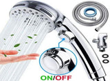Chrome High Pressure Handheld Shower Head with on/off Pause Switch, 6 Spray Modes Shower Wand with V1366-AZ2-W-12339