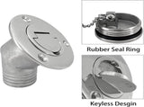 1-1/2" Boat Gas Deck Fill/Filler with Keyless Cap Screws, Marine Mirror Polished 316 Stainless V1259-DP01-A-1279