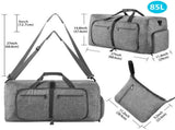 85L Foldable Travel Duffel Bag with Shoe Compartment, Waterproof Sports Gym Bag for Fitness Travel V1237-ZY-924-358