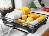 Dish Drying Rack - Multi-Functional Dish Rack for Kitchen Counter with Cutlery Holder, Rust-Proof V1106-COLORBLACK