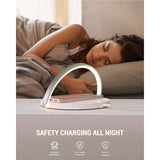 Wireless Charger Bedside Lamp LED Touch Night Light with QC3.0 10W Induction Charger, White V1237-ZY-528-129