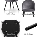 Artiss Dining Chairs Set of 4 Velvet Solid Curved Dark Grey MO-DIN-02-VEL-BKX4