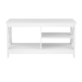 Artiss Coffee Table Storage Shelf White FUR-S-COF10-WH
