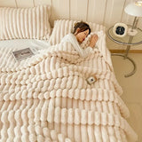 Luxurious faux rabbit fur blanket - feels like stroking a cat, with a pure V1105-YAMT-02