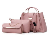 Pink Chic 3-Piece Women's Handbag Set - PU Leather Tote, Crossbody Bag & Clutch Purse V888-ELOSUNG32990