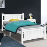 Artiss Bed Frame King Single Size Wooden White RIO WBED-D-004KS-107-AB