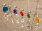 Natural Agate Slice Suncatchers Coating Crystal Prisms Wind Chimes Ornaments Rainbow Maker Hanging V1366-AZ2-W-13386