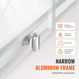 Semi-frameless Shower Door 57.7-59" x 70" SGCC Tempered Glass 1/4" Chrome V952-DBKSYMTLYSM6LNGAYV0