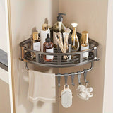 Gray Shower Caddy 3-Tier Corner Caddy Shower Hooks Bathroom Storage Rust-Resistant V1347-113-38886