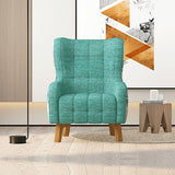 Armchair High back Lounge Accent Chair Designer Printed Fabric with Wooden Leg V43-AC-ROSEGR-C