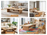 Artiss Coffee Table 110cm Center Table with 2-Tier Open Storage Shelf Wood FUR-S-COF13-WD